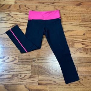 Pink and Black Cropped Lululemon Leggings
